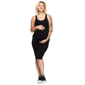 Paisley Sky Maternity Ribbed Tank Dress Ruched Sized Black Size XXL